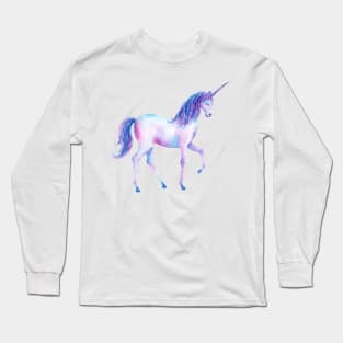 Purple Unicorn In Watercolour Long Sleeve T-Shirt